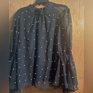 Eloqui sheer pearl blouse